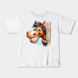 Cute Horse Playing Peek a Boo Kids T-Shirt